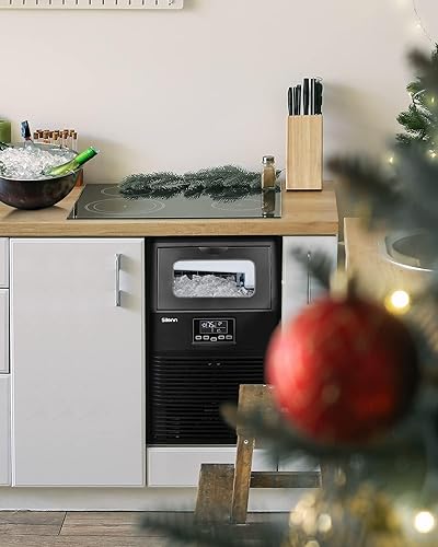 Miniatura 6 de Silonn Máquina comercial para hacer hielo, 84 libras24 horas con contenedor de 30 libras, construcción de acero inoxidable de alta resistencia,