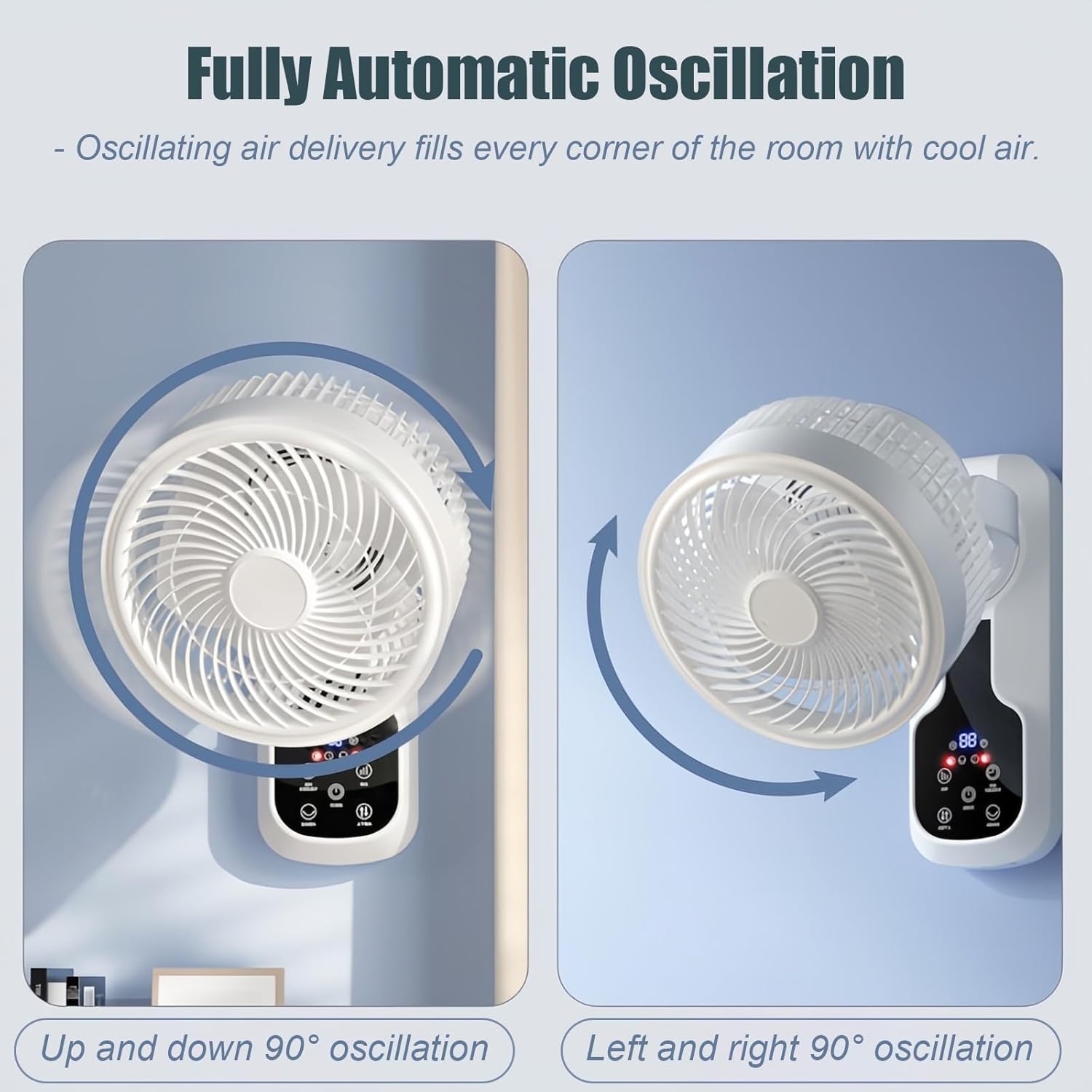 9 Inch Wall Fan - Quiet Oscillating Fan with Variable Speed, Timer Function, and High Airflow for Home or Office Use - Ideal for Comfortable and Peaceful Environment
