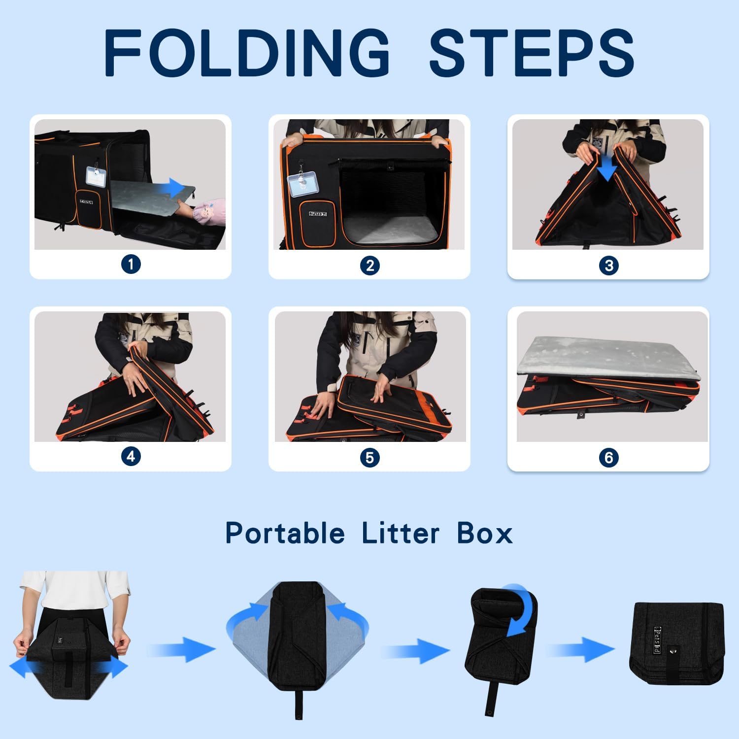 Petskd Extra Large Cat Carrier with Litter Box for Car Travel,24"x17"x17"Portable Soft-Sided Pet Carrier with Zipper Locks for Large Mudium Cats or 2 Small Cats Under 55LBS(Black)