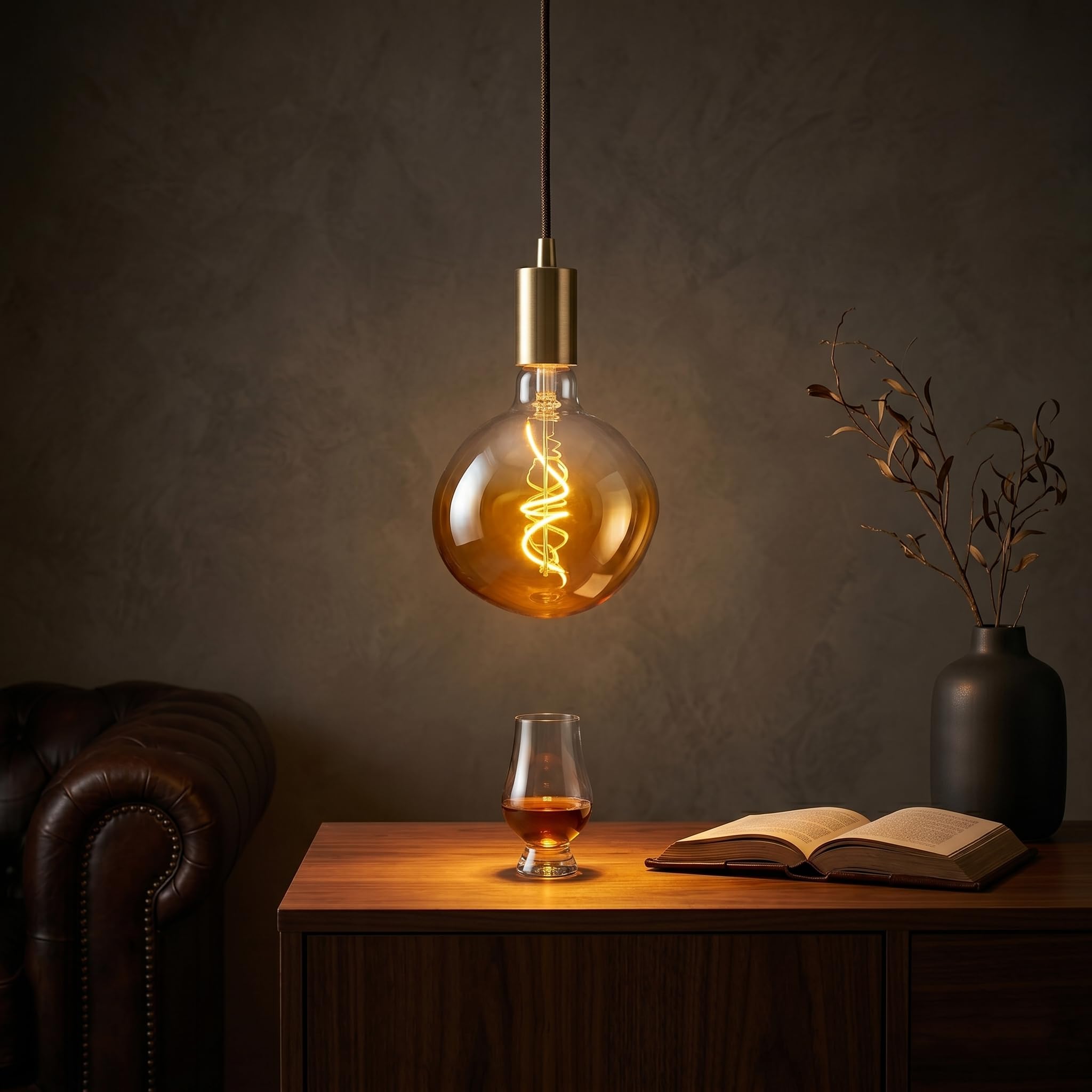 6W E27 XXL LED Lampe Melted Ice Bernstein Dimmbar 2700K | Dunkler Bernstein-Farbverlauf am Sockel. Schafft Retro-Atmosphäre für Schlafzimmer, Café und Restaurant.