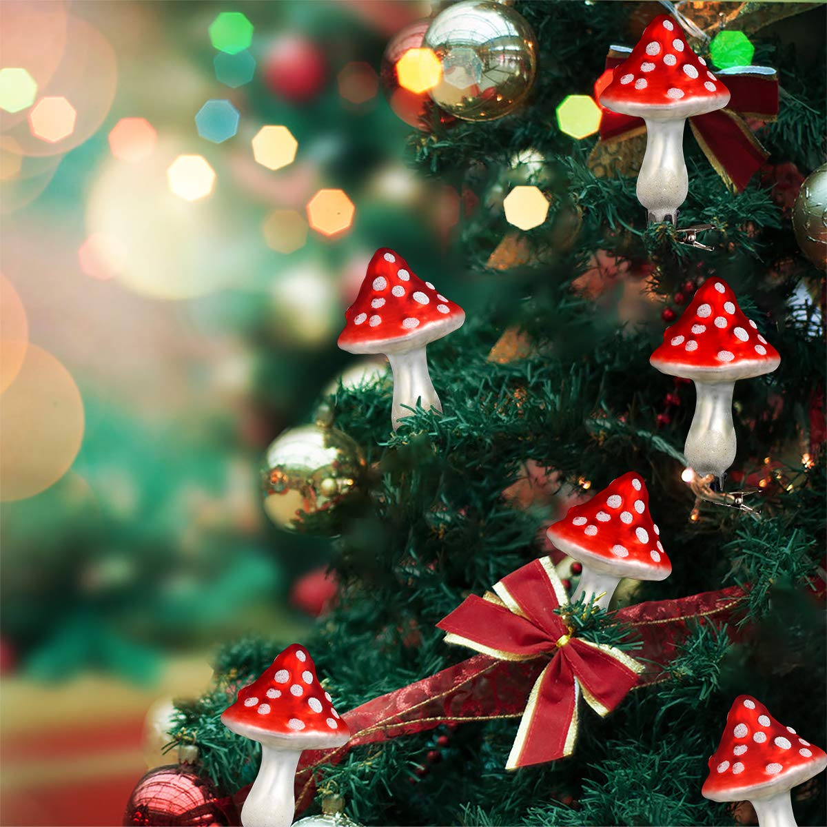 Amazon.co.jp: キノコオーナメント ガラス塗装オーナメント ワニ口