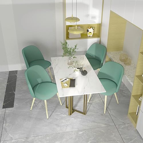 Vista 14 de Juego de 4 sillas de comedor de 4 piezas, modernas sillas de cocina tapizadas de terciopelo con patas de madera, juego de sillas auxiliares