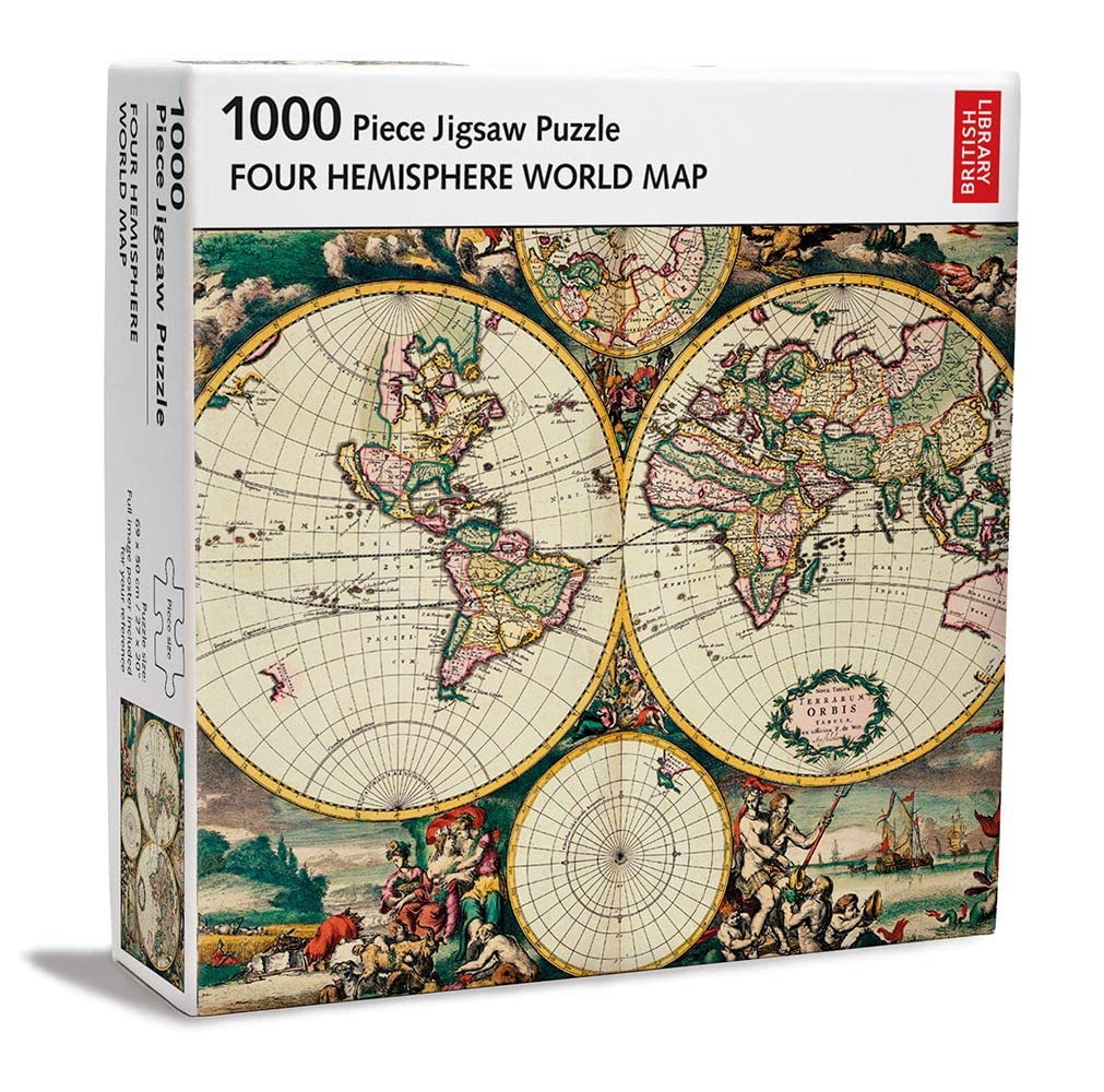Museums & Galleries The British Library Four Hemisphere World Map by Frederick de Wit 1000-piece Jigsaw Puzzle