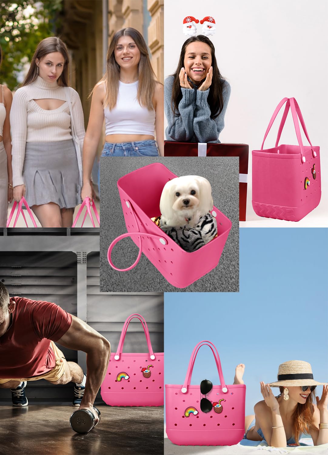 Borsa da spiaggia in gomma, borsa da viaggio impermeabile da donna, lavabile, borsa tote per sport, spiaggia, mercato, piscina
