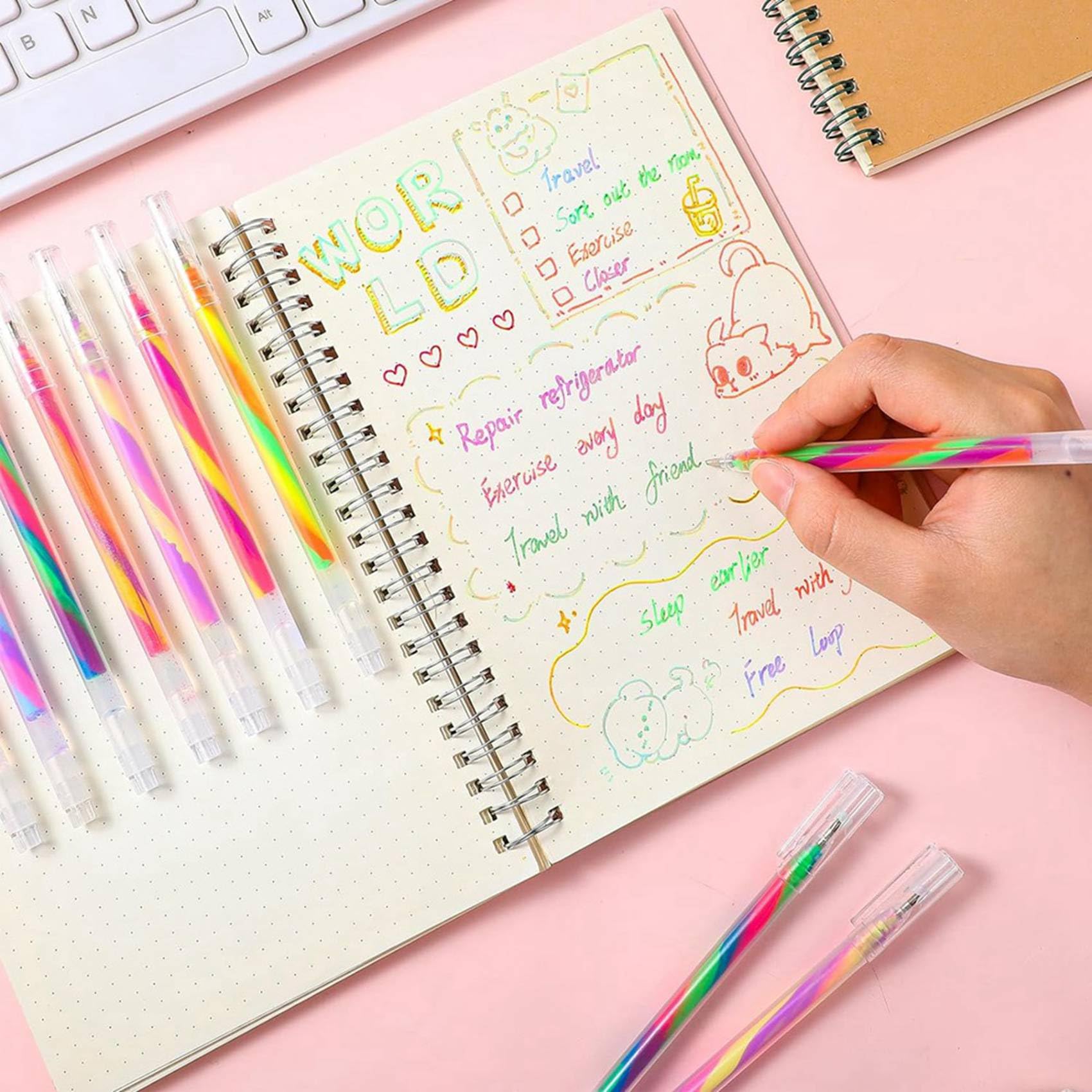 72 Stylos à Gel Arc-En-Ciel à Changement de Couleur, Stylos à Gel à Paillettes, Stylos Arc-En-Ciel pour Livre de Coloriage pour Adultes
