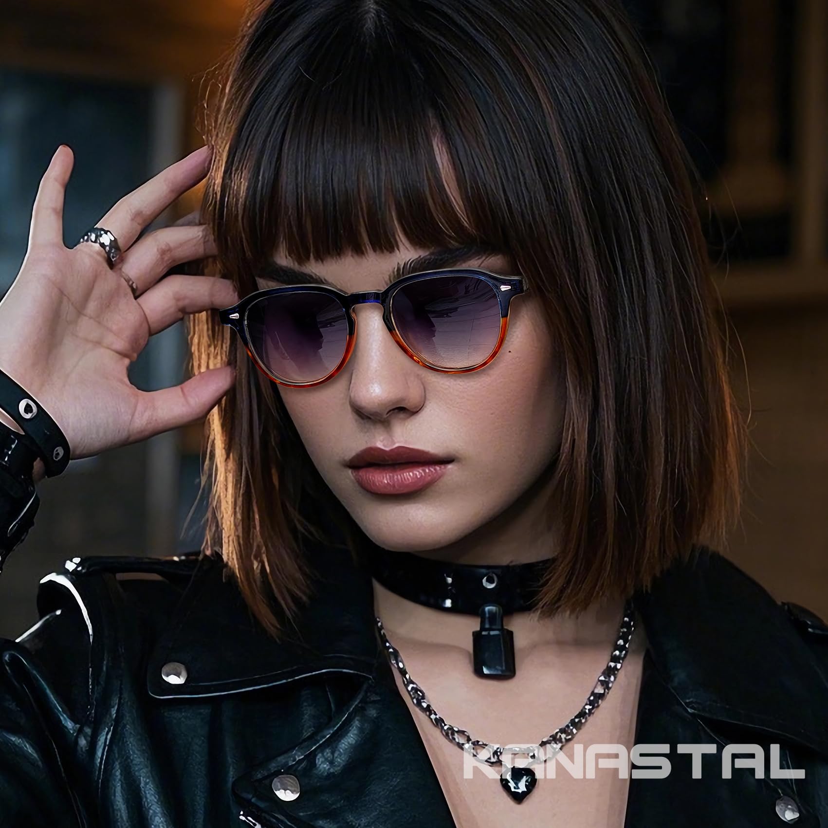 KANASTAL Occhiali da Sole Donna Uomo Polarizzati Rotondi Piccoli Retrò Vintage con Protezione UV400, Montatura in Acetato-TR90 per Viaggio Guida