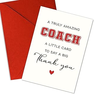 Thank You Coach Greeting Card – Appreciation Gift for Sports Coach, Trainer, PE Teacher, Mentor – End of Season, Team Banquet, Graduation, Retirement, Farewell from Players – 8x5.3 Inch