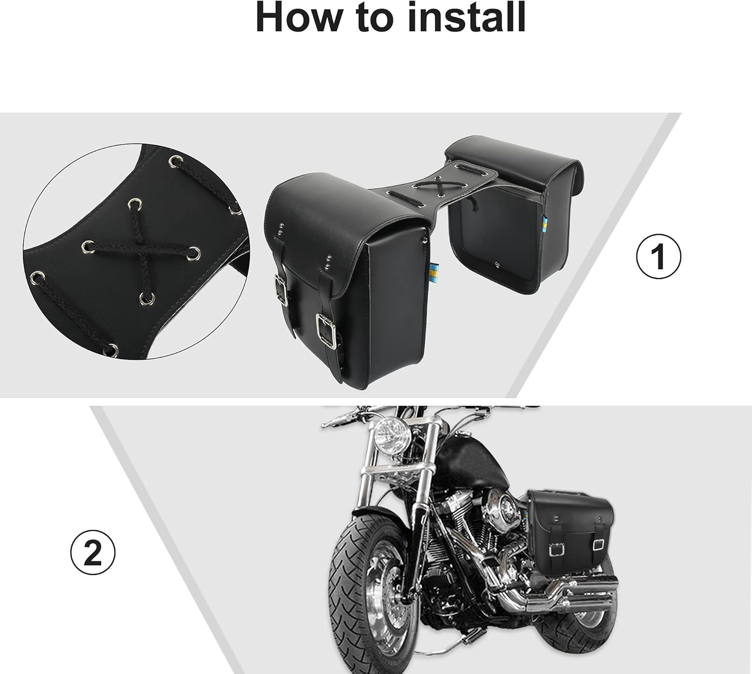 Motoforti Pair Motorcycle Saddlebag Side Tool Bags Cycling Luggage Bag Waterproof Faux Leather