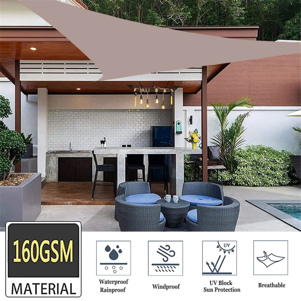 LBTING Sonnensegel Dreieckig 3x3m – 95% UV-Schutz, Sandfarbe, Für Garten & Terrasse