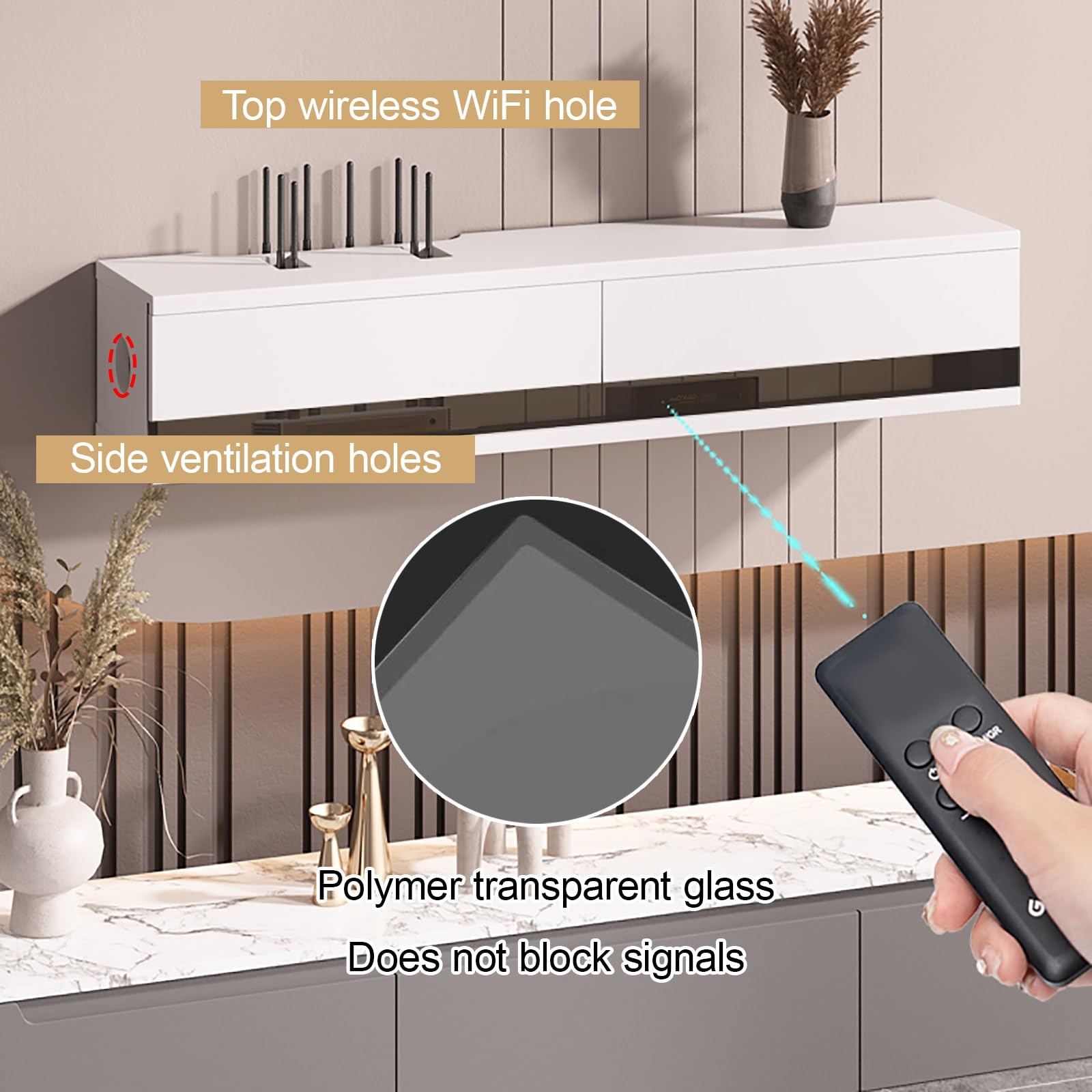 Wandmontierter WLAN-Router-Verstecker, Konsolenregal mit Tür, Kabel-Organizer, keine Montage erforderlich, perfekt für Zuhause und Büro