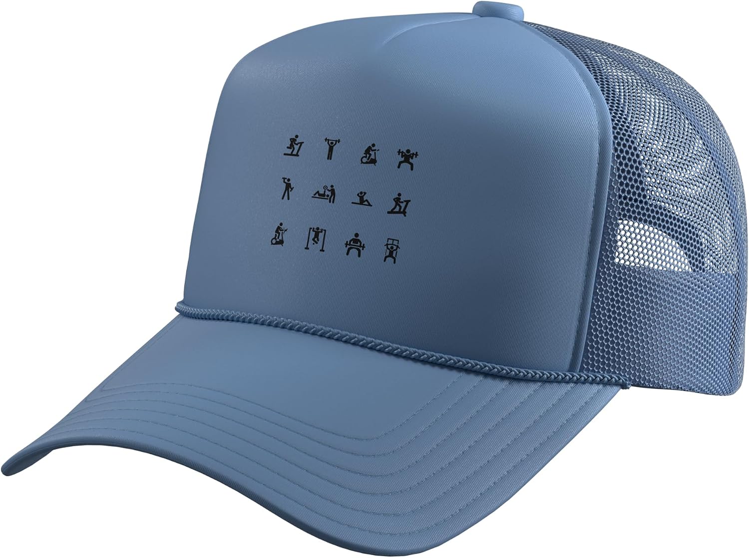 Stickman Gym Workout Fitness Weightlifting Trucker Hat with Adjustable Mesh Back