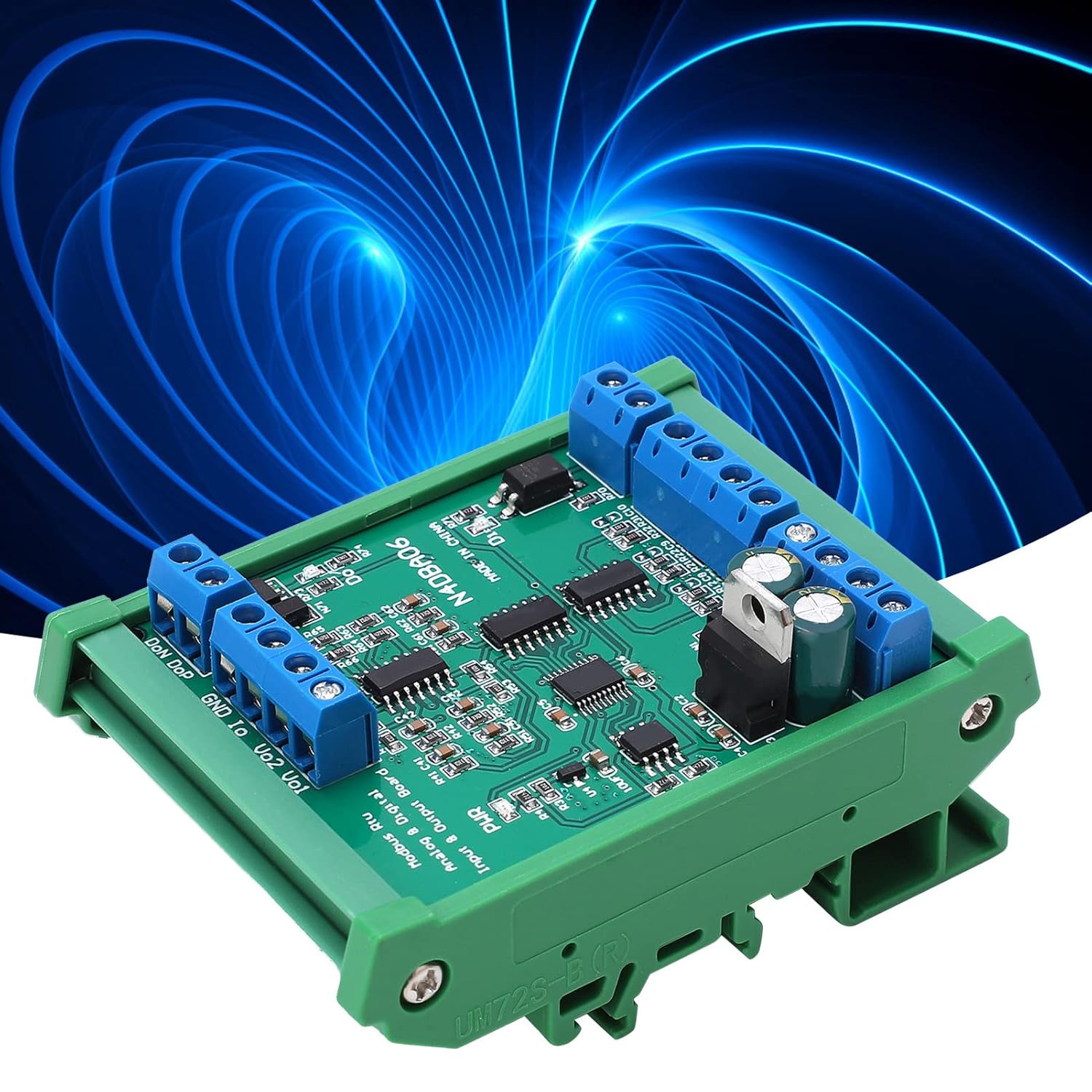 Analog Digital Input Output Module with Shell, 8 - Channel RS485, DC12V, 14-34MA - Voltage and Current Measurement, Flame Retardant VO Grade, Industrial Automatio