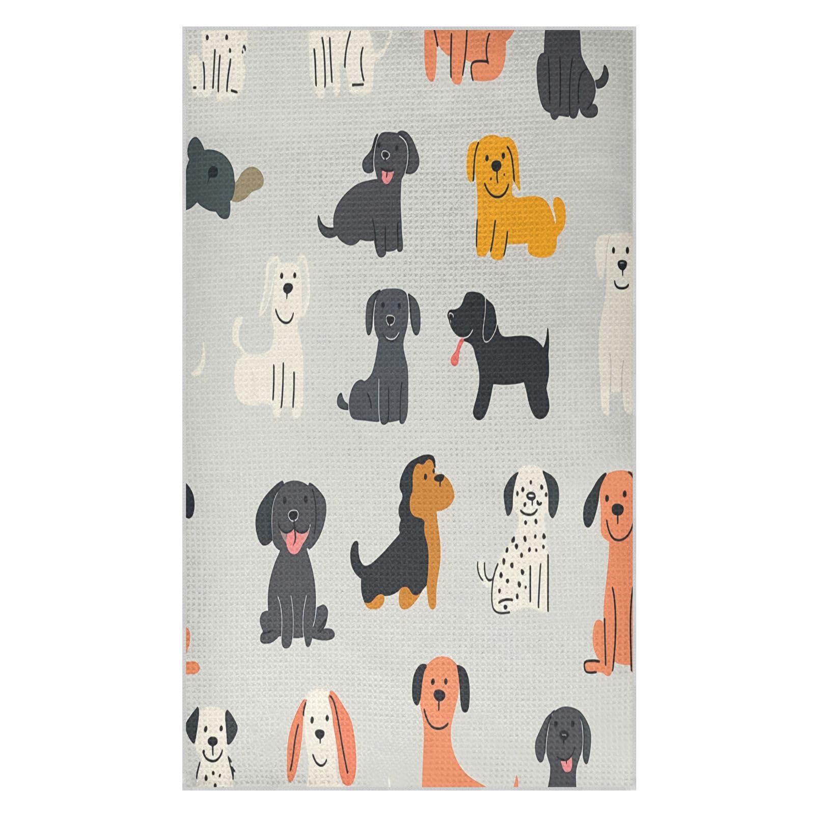 BURSTDDY Cartoon Dog Kitchen Towels,Absorbent Dish Towels 2 Pack