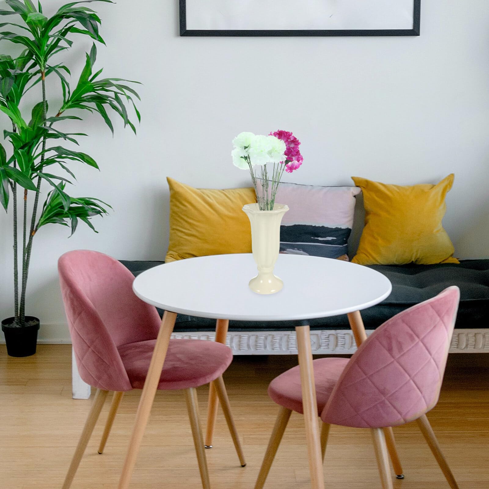 Beige Ästhetische Keramikvase, Große Vase für Trockenblumen