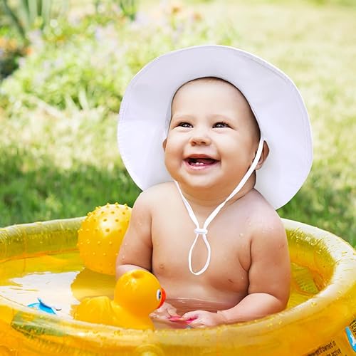 Miniatura 7 de Sombrero de sol unisex para bebé con UPF 50+ sombrero de playa ajustable al aire libre, sombrero de ala ancha para bebé niño pequeño
