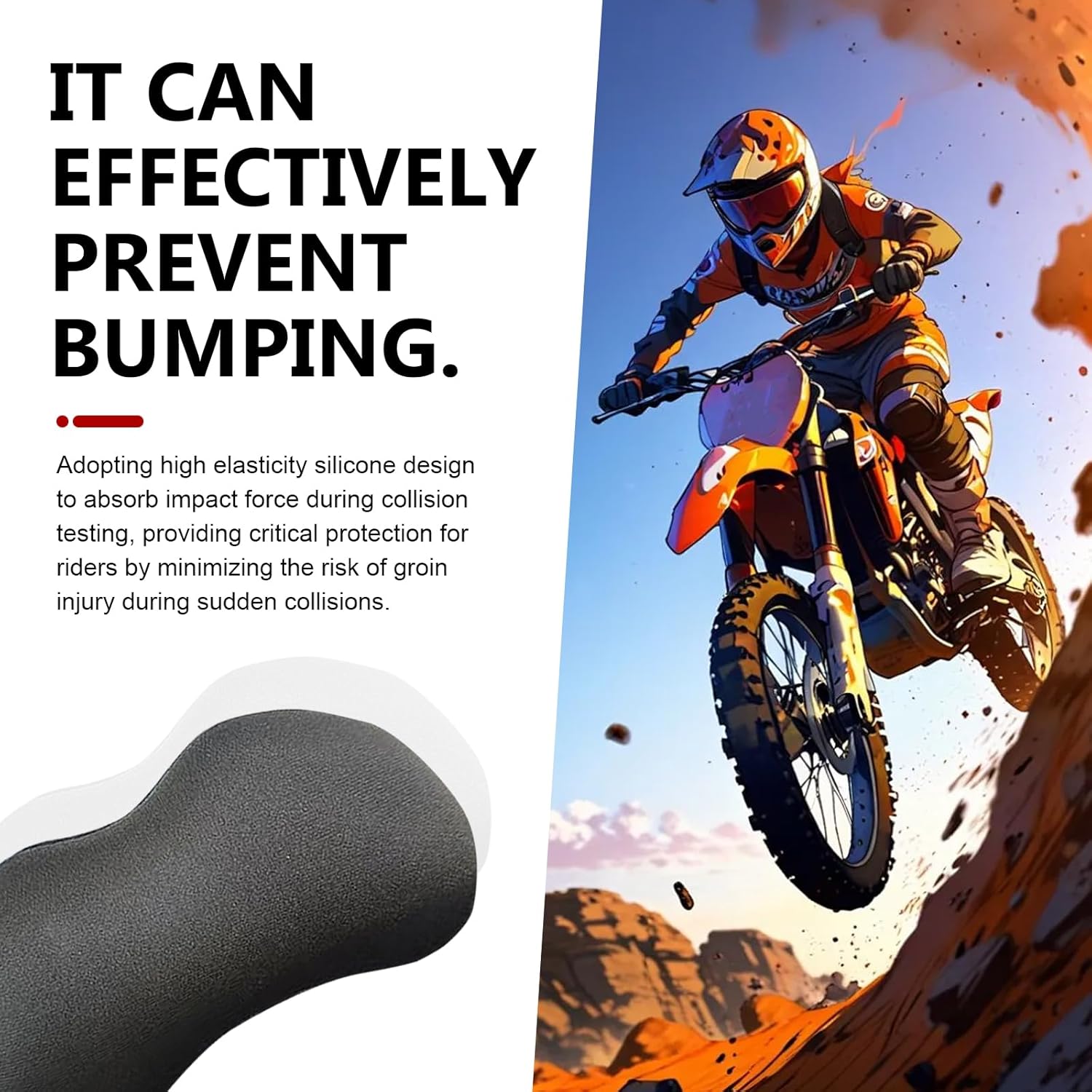 Motorcycle Crotch Buffer Pad, 5.51" x 2.76" Anti-Collision Oil Tank Protective Pad, Silicone Groin Cushion Protector, Universal for Most Motorcycles (Black)