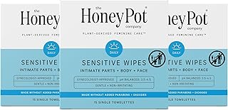 The Honey Pot Company - Toallitas femeninas - Envueltas individualmente - Toallitas diarias con equilibrio de pH, sin fragancia y sin sulfato para partes íntimas, cuerpo o rostro - Productos de