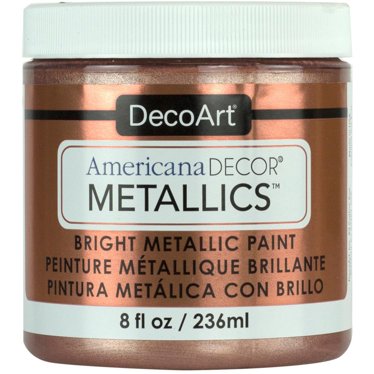 DecoArt Americana Décor Metallic Jar Of Paint, Acrylic, Rose Gold, 7 x 7 x 8 cm