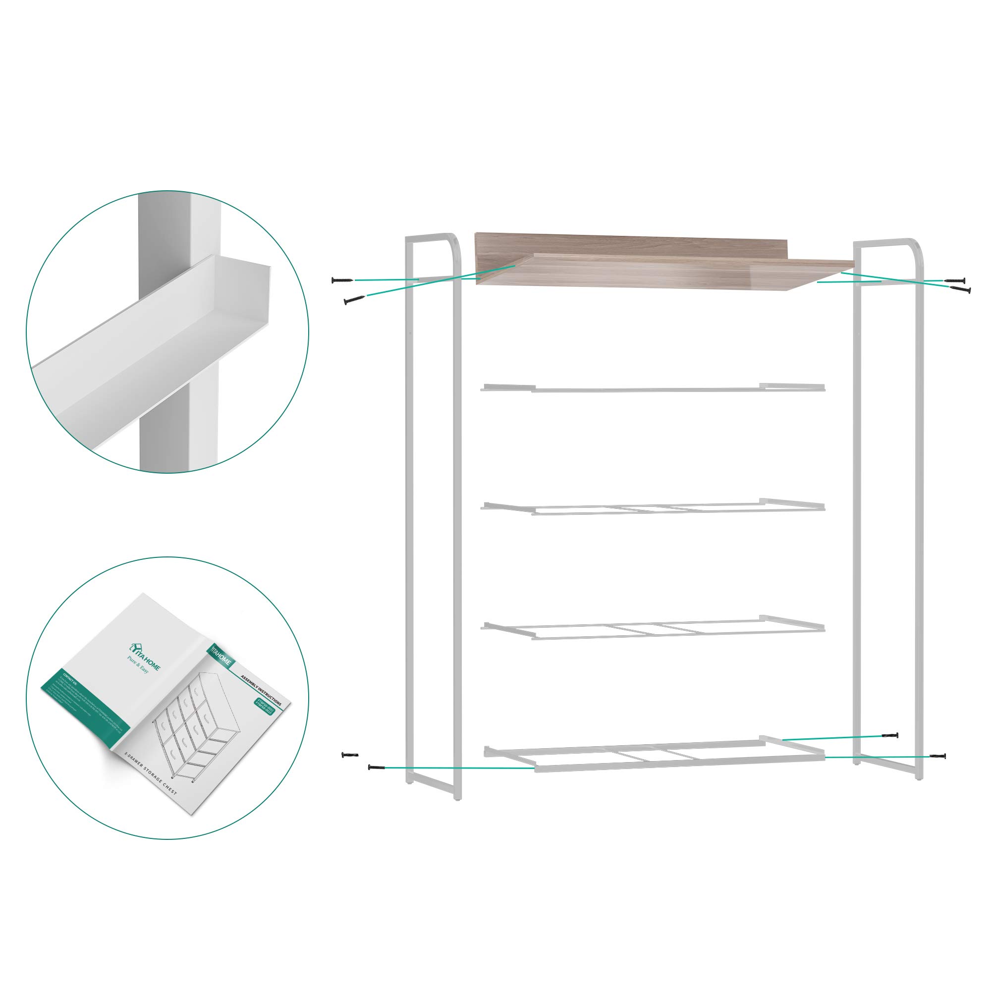 YITAHOME Cassettiera in tessuto, armadietto con 5 cassetti, Cassettiera per Corridoio in Tessuto, con vano contenitore in tessuto per soggiorno, camera da letto, cameretta dei bambini, grigio chiaro