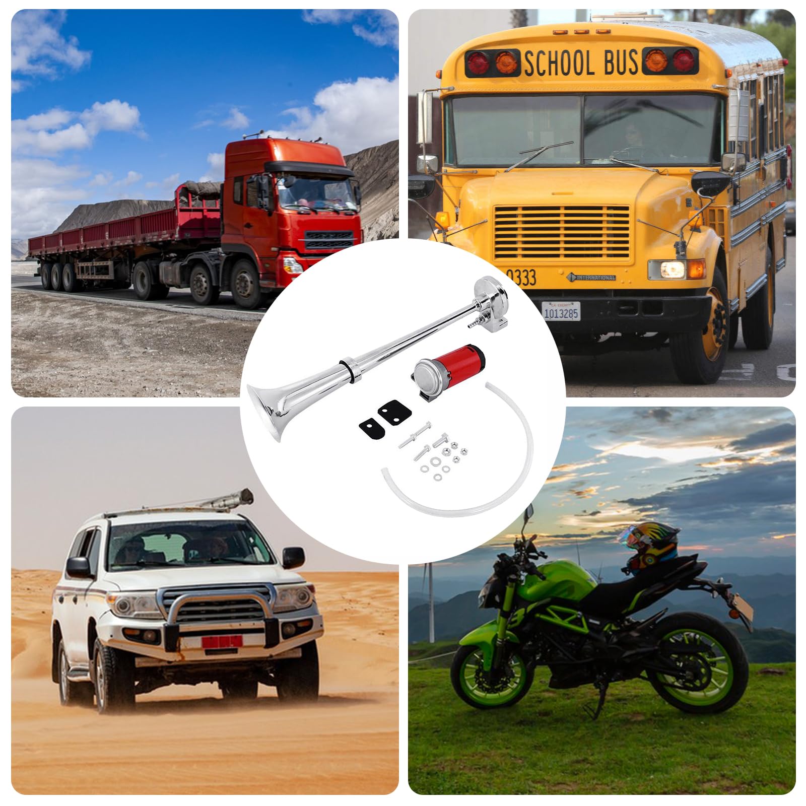 Cerioll Klaxon À Air, Klaxon Voiture Air Horn, Avertisseur Sonore Voiture, Avec Compresseur D'air, 12V, 150db, Super Fort, Pour Moto, Bateau, Camion, Train