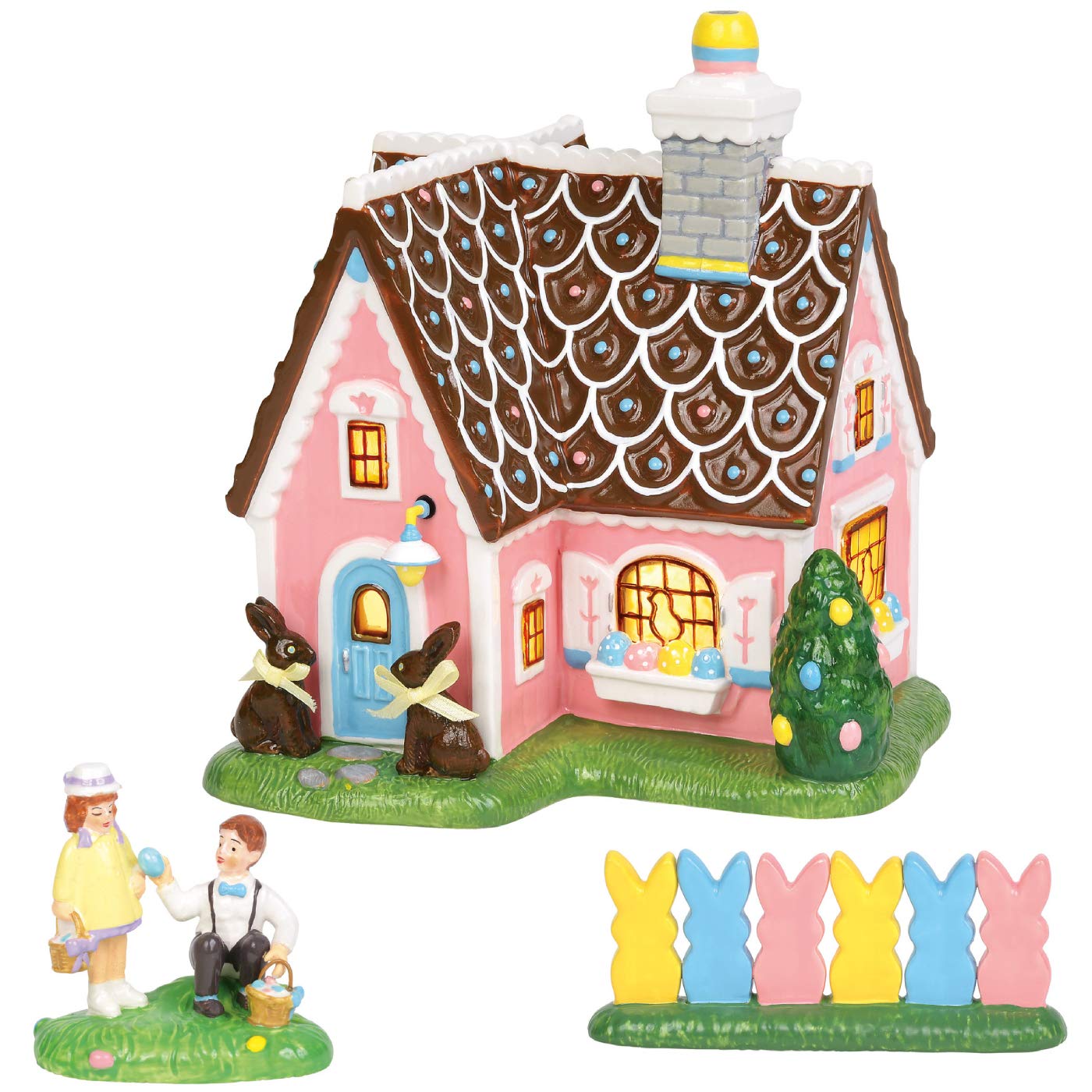 Department56 Original Snow Village Easter Sweets House Lit Building and Accessories, 7.08", Multicolor