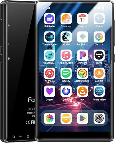 Reproductor de MP3 de 5 pulgadas y 128 GB con Bluetooth WiFi, Android 13 OS MP3 y reproductor MP4 con altavoz, 4 GB de RAM y 128 GB de ROM,