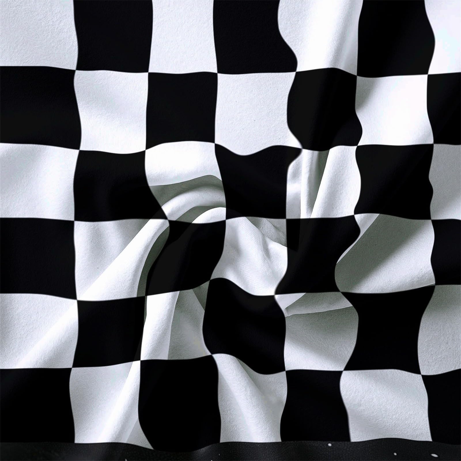 Rideaux Occultants Chambre Rayures Damier Noir, Rideaux à Œillets pour Salon et Chambre d'enfant Style Géométrique - Décoration de Fenêtre 183L X 214H cm Panneaux Isolants Thermiques et Phoniques