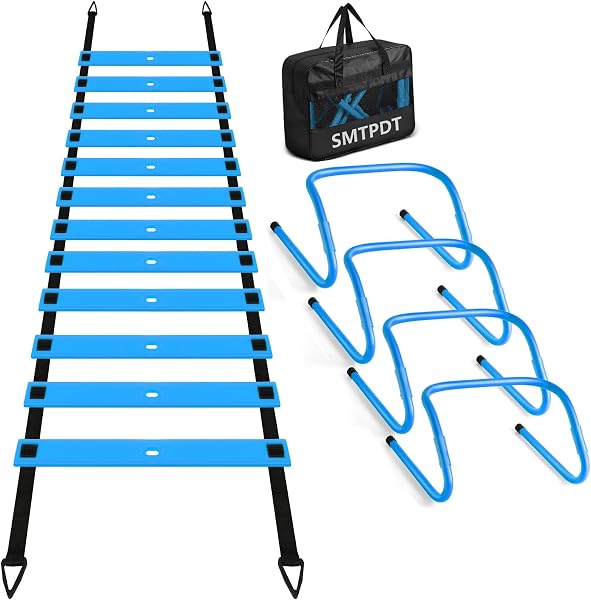 Agility Ladder,Soccer Training Equipment Set,20ft Speed Ladder,4 Agility Hurdles,Football Basketball Training Equipment,
