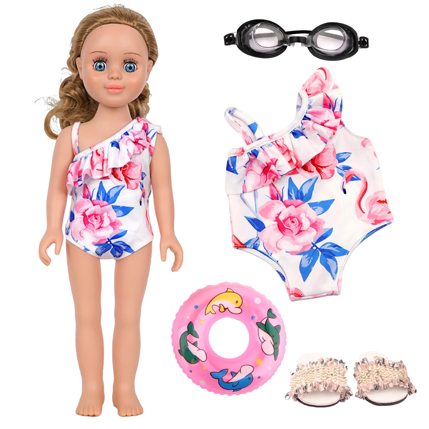 Amazon.com: MSYO Doll Swimsuit Set for 18-Inch Doll, 7 Pcs Doll  