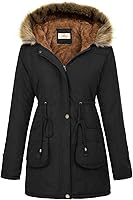 GRACE KARIN Women's Hooded Fleece Parka Winter Coat - Military Style Long Anorak with Faux Fur Trim & Adjustable Waist