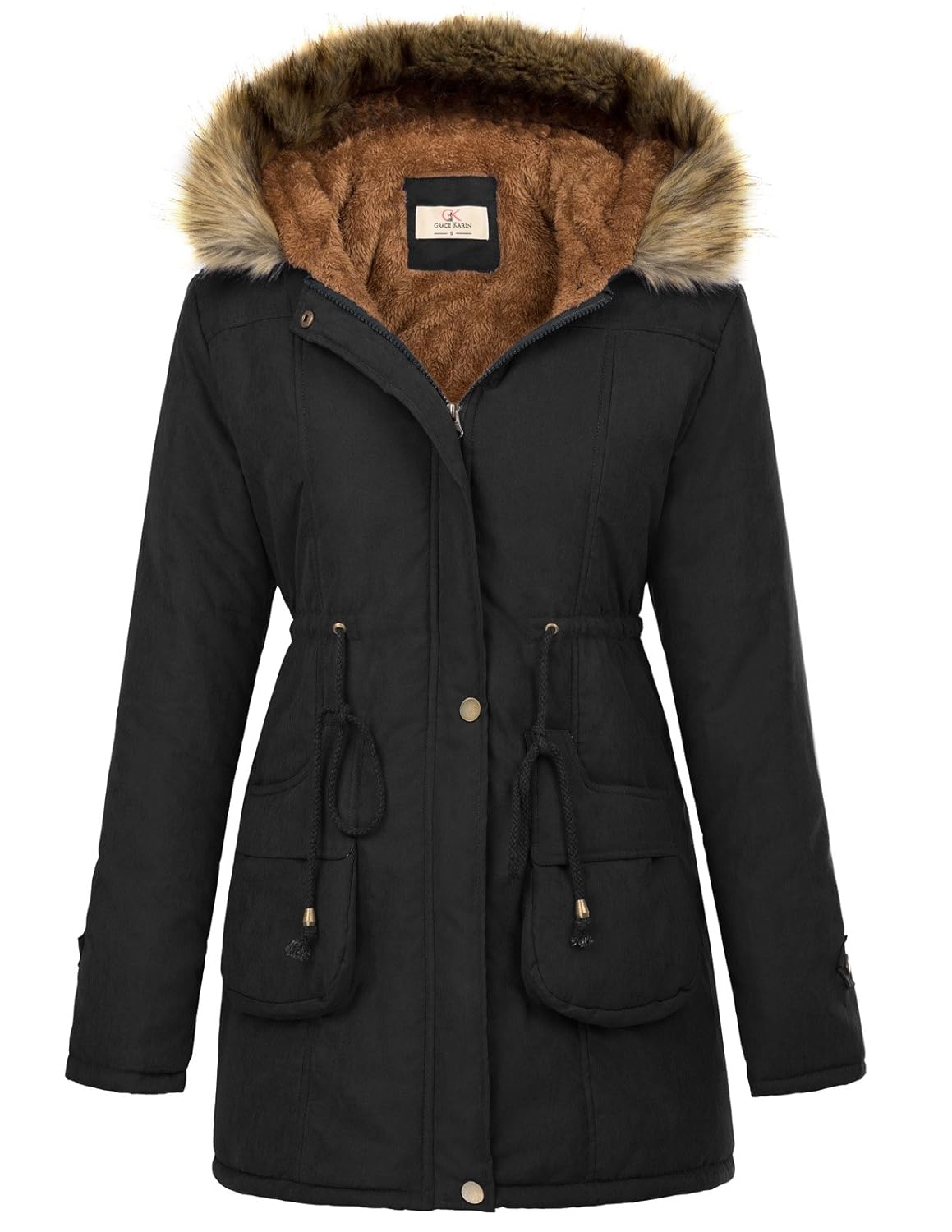GRACE KARIN Womens Winter Coats Fleece Parkas Anoraks Hooded Military Jacket Coats