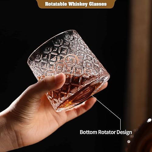 Miniatura 6 de Vasos de whisky de cristal, vasos de whisky giratorios de 10 onzas, vasos de whisky de bar, cristalería de estilo para bourbon, idea perfecta para
