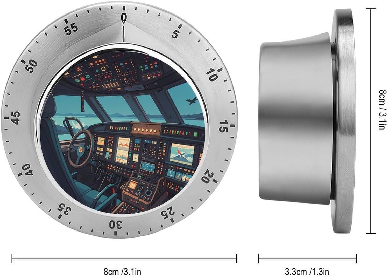 Airplane Kitchen Timer Magnetic Backing Chef Cooking Timer Clock with Loud Alarm,No Batteries Mechanical Desk Timers 60-Minute Visual Countdown Timers for Office Home