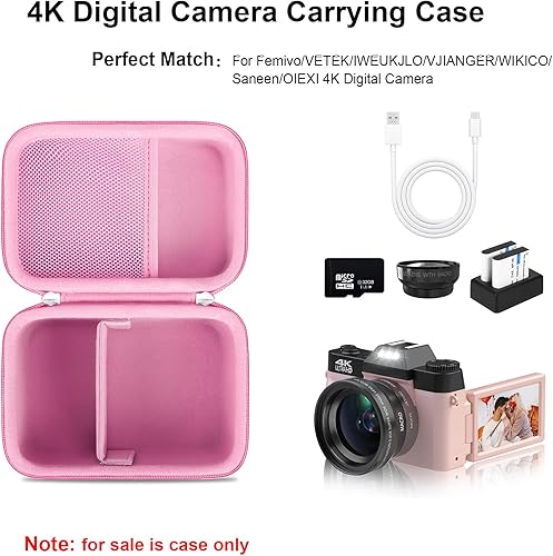 Miniatura 2 de Elonbo Funda de transporte para cámara digital 4K para FemivoVETEKIWEUKJLOVJIANGERWIKICOSaneenOIEXI 4K 48MP Vlogging Cámara, Funda de almacenamiento