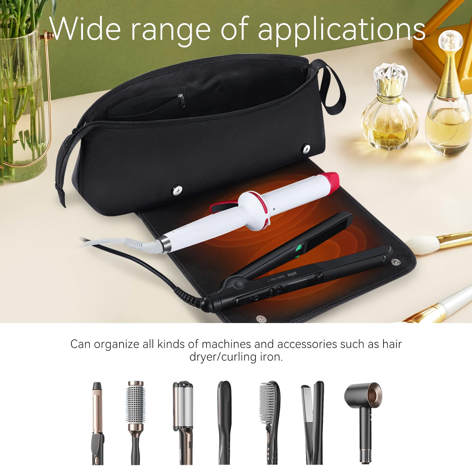 2-in-1 Heat Proof Mat & Hair Tools Travel Bag, Portable Storage for Hair Straighteners Curling Irons - Image 4
