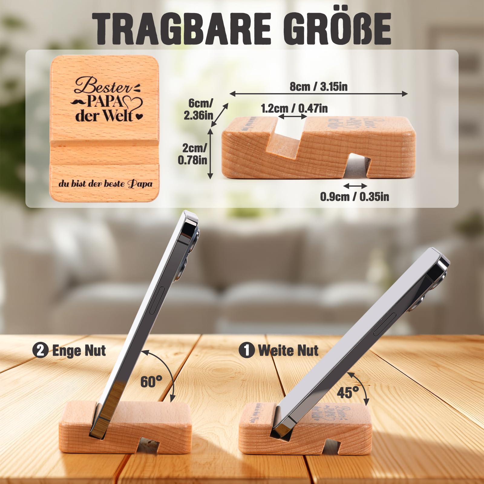 Hinshark Regalo de Navidad, soporte para teléfono móvil de madera, regalos para papá, hombres, Navidad, regalo de cumpleaños, gadgets para papá, calendario de Adviento, relleno para hombres