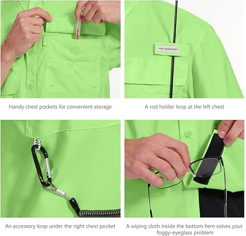 Miniatura 6 de BASSDASH UPF 50 Camisa de vestir para pesca de manga corta con botones para hombre, tejida, de manga corta, para exterior