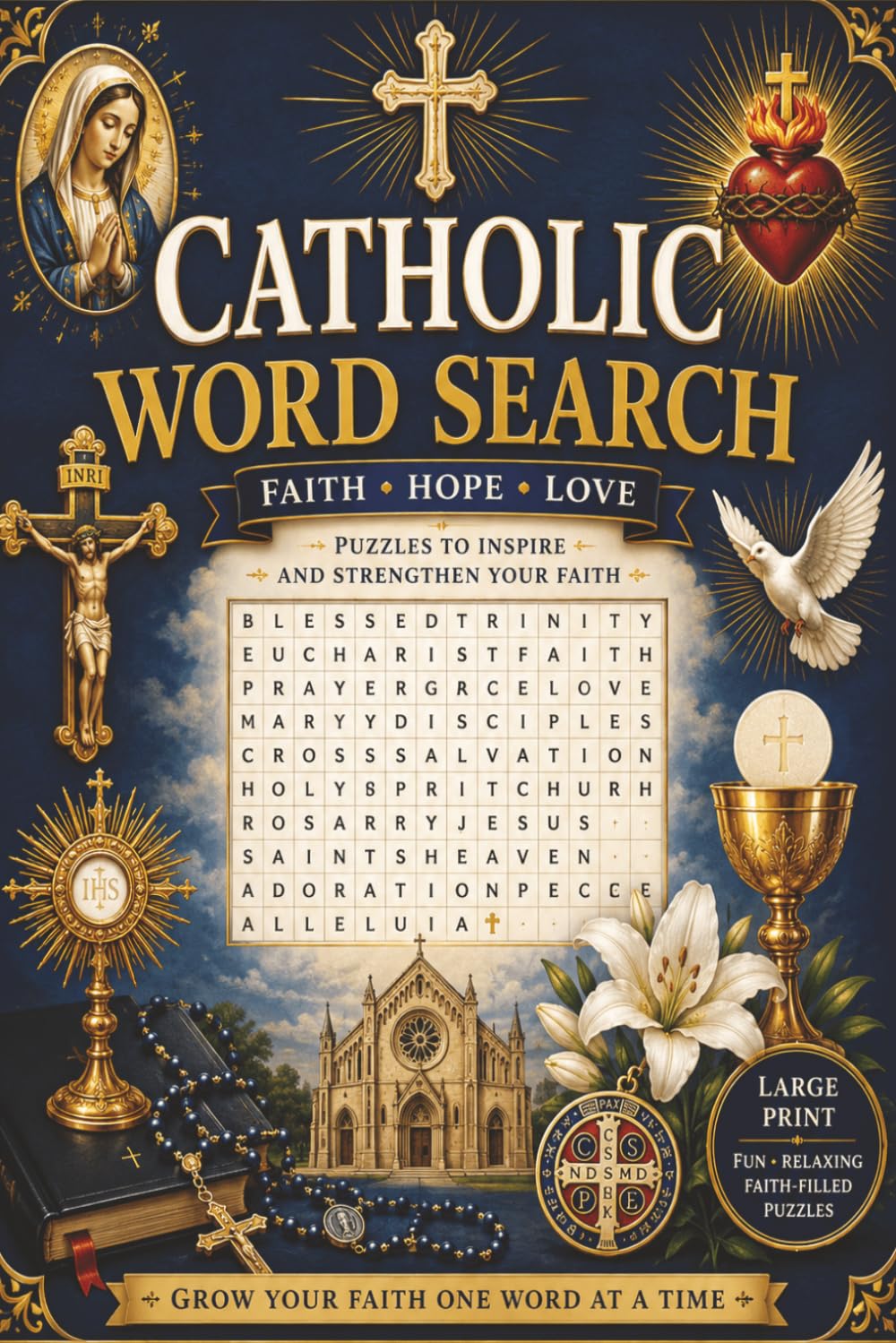 Catholic Word Search Puzzle Book: Word Searches with easy to read print about catholic bible and more | 6x9 inches, 110 pages | 50+puzzles... gift for vacations, holidays and free time