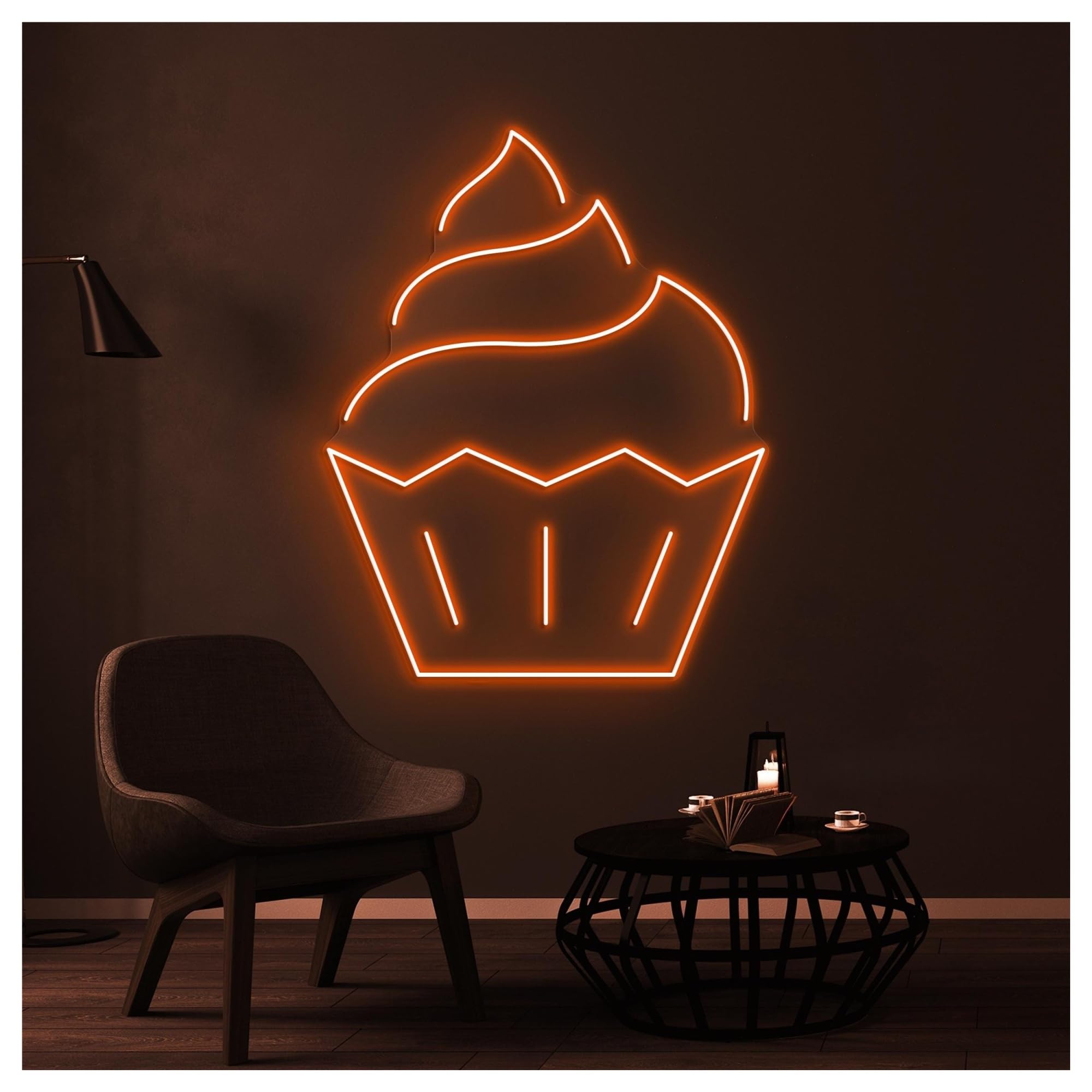 RONGCH Hanging Art Signs Cupcake Neon Sign Sweet Treat Wall Art Bakery Kitchen Decor Cake Lover Gameroom Bedroom Bar Livingroom Birthday Party Decoration 40cm