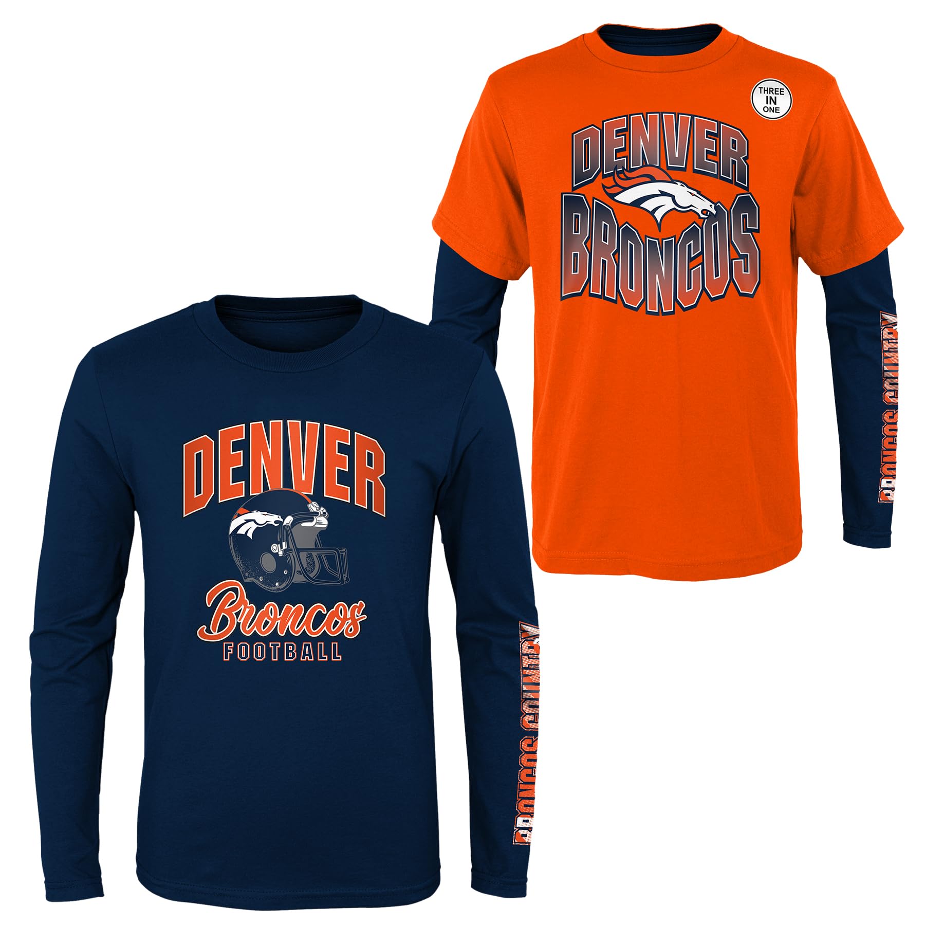 NFL Boys Youth 8-20 Team Color 2 Pack T-Shirt & Long Sleeve Combo Set