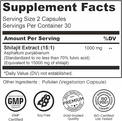Miniatura 3 de Suplemento vegano Shilajit WellBeing Mora  70% más de ácido fúlvico y más de 85 minerales traza  Contiene elementos bioactivos y ácido húmico  60