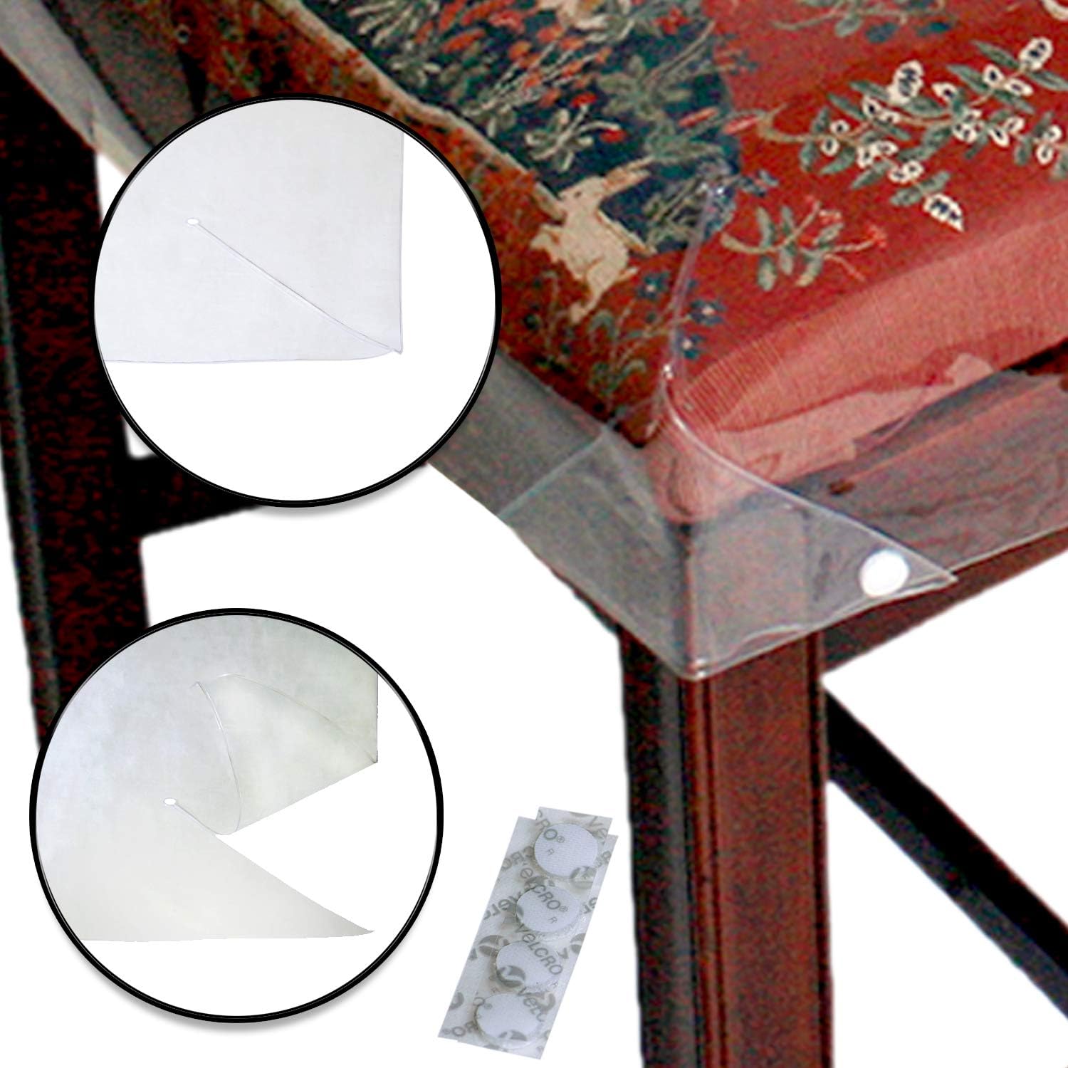 LAMINET New & Improved Deluxe Heavy-Duty Waterproof Spill Resistant Removable Crystal-Clear Plastic Adjustable Patented Chair Seat Protector - Fits Chair Seats Up to 21″ x 21″ - Set of 4