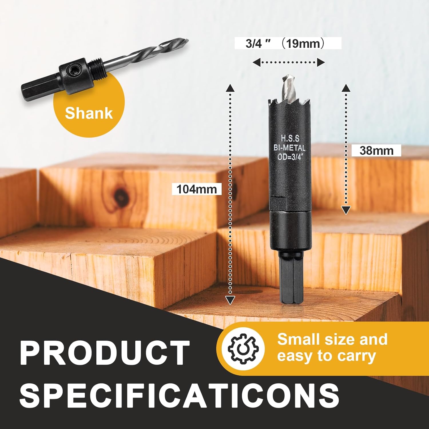 3/4 inch Hole Saw for Metal and Plywood, Bi-Metal Circular Wood Drill Bit Cutting 1.75” Deep with Hex Shank for Drywall, Fiberglass, Plasterboard, Acrylic and Sheet Steel
