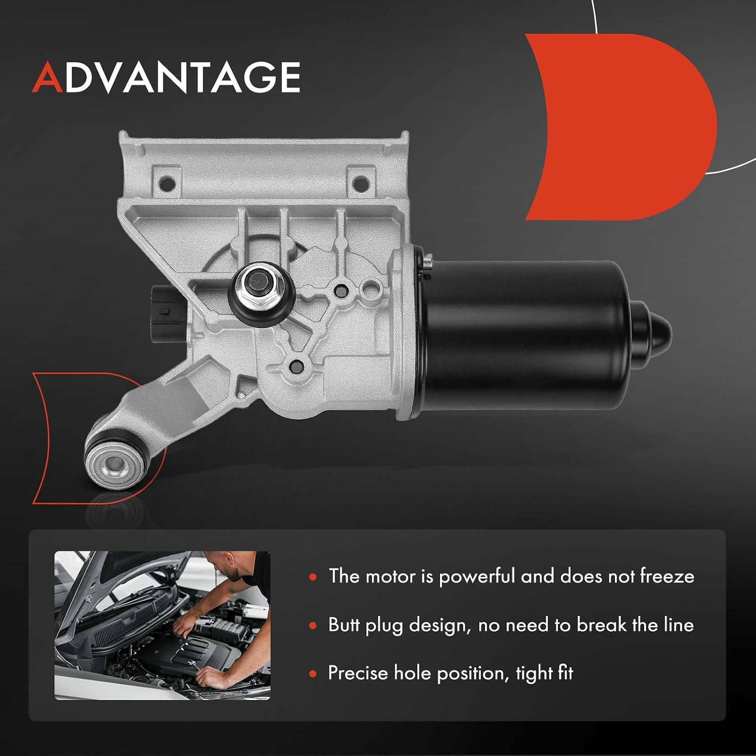 A-Premium Front Windshield Wiper Motor Compatible with Honda Element 2003-2011
