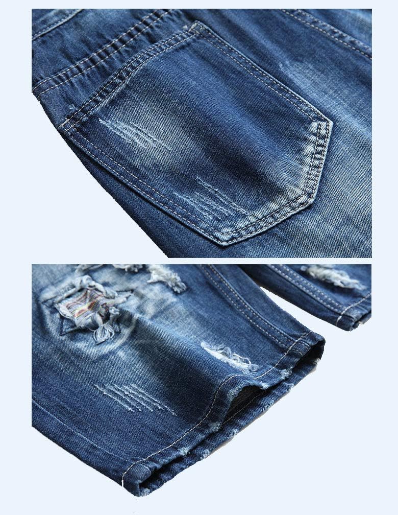 Lavnis Men's Moto Biker Jeans Shorts Ripped Distressed Denim Shorts with Broken Hole - Image 4