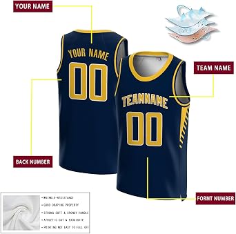 Custom Basketball Jersey - Personalized Basketball Jerseys Printed/Stitched Sport Shirt Uniform for Men Women Youth Kid (Navy-12)
