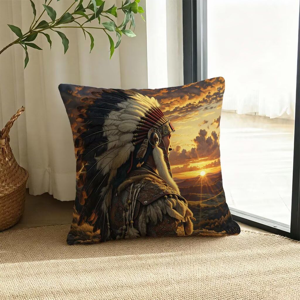 Poduszka outdoorowa 70 x 70 cm, poszewka na poduszkę 70 x 70 cm, dekoracyjna poduszka Indii, zachód słońca, lniana poduszka na sofę, wodoodporna, oddychająca, na lato, do domu, ogrodu, dekoracja domu