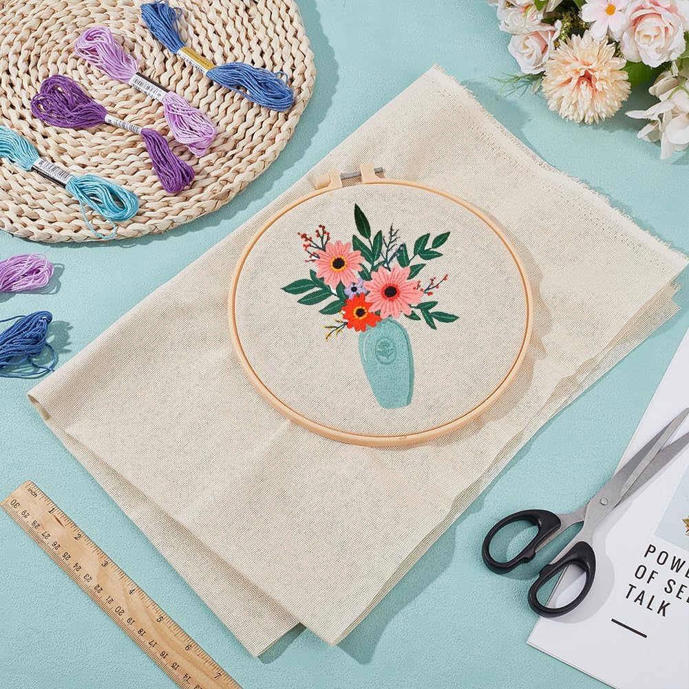 BENECREAT 25 Count Cross Stitch Fabric, 29.5x19.7 Inch Antique White Linen Fabric for Embroidery DIY Crafts Home Decoration