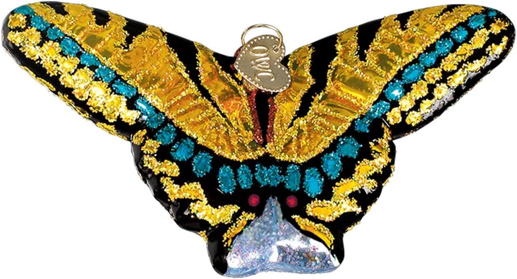 Old World Christmas Swallowtail Butterfly Glass Blown Ornament for Christmas Tree, Handcrafted Holiday Decoration, Insect Collection