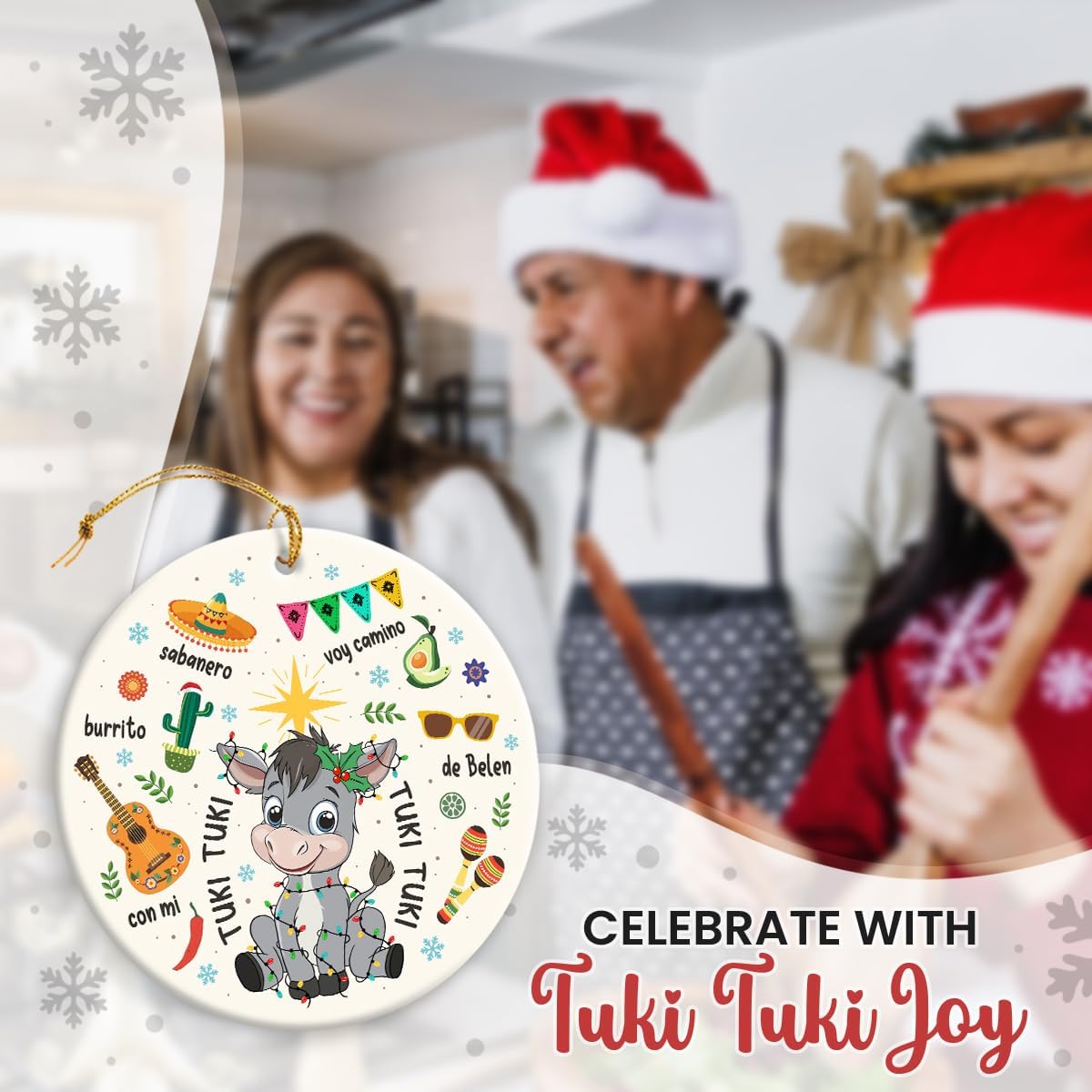 Funny Mexican Ornaments for Christmas Tree 2025 - Donkey Ornament for Xmas Tree Decor, Tuki Tuki Gifts for Donkey Lovers Friends, Animal Lovers Gifts for Mexican Women Mom, Dad - Image 5